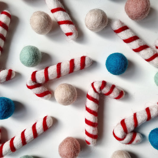 Custom Christmas Candy Cane Pom Pom Garland - Felt Ball Nursery Decor