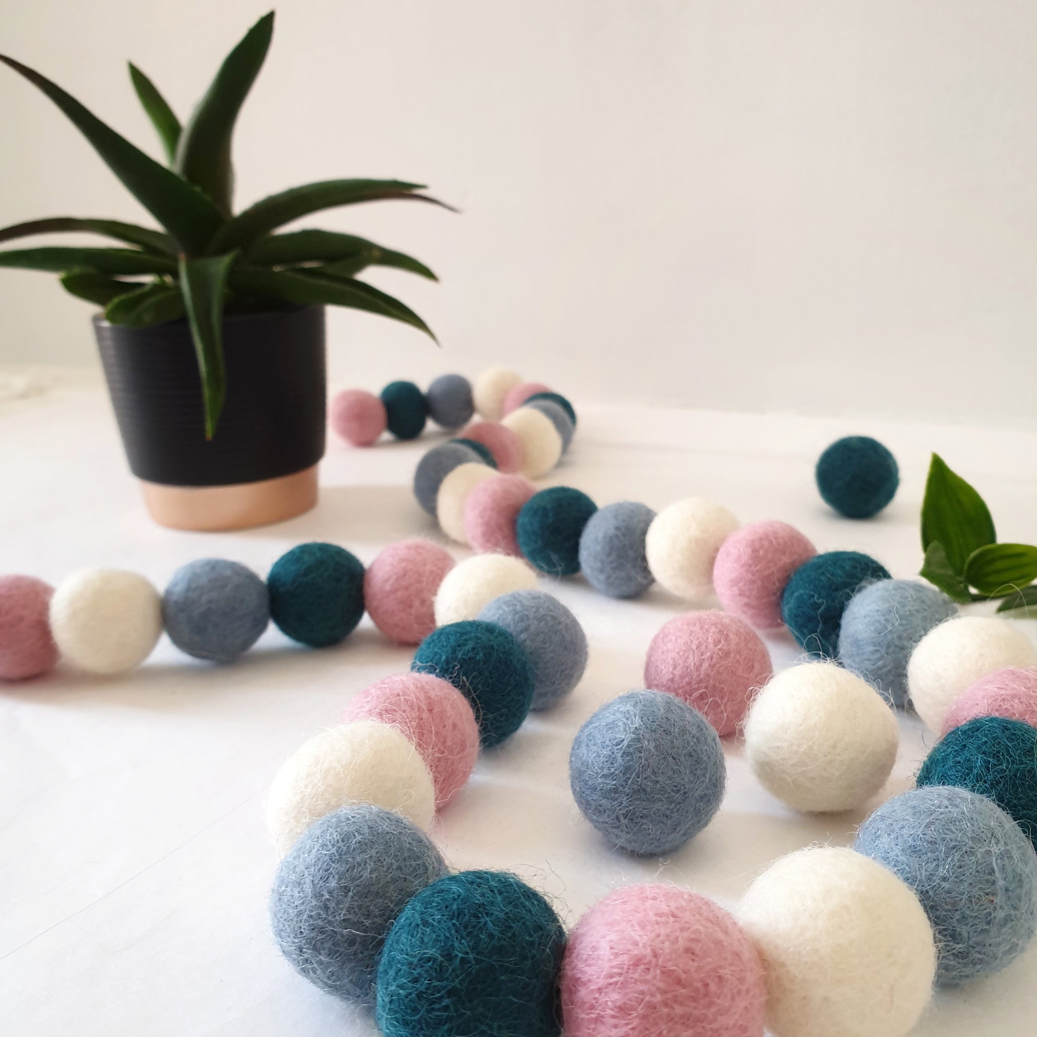 Rainbow Pom Pom Garland- 100% Felted Wool