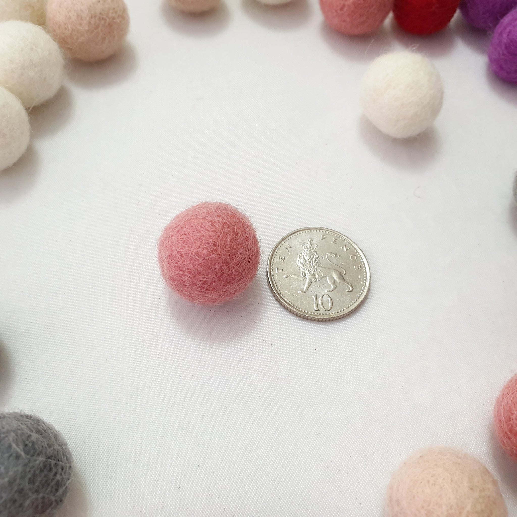 Pink Pom Pom Garland- 100% Wool Felt Balls