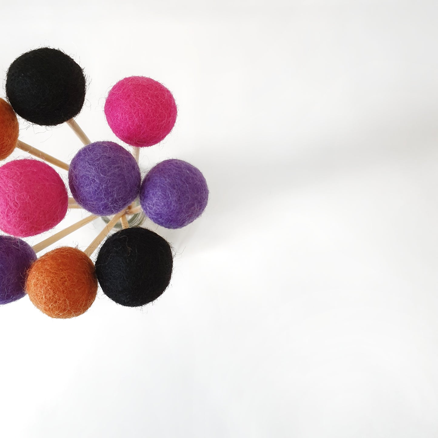 Hex Pom Pom Flowers, Felt Ball Bouquet Room Decor