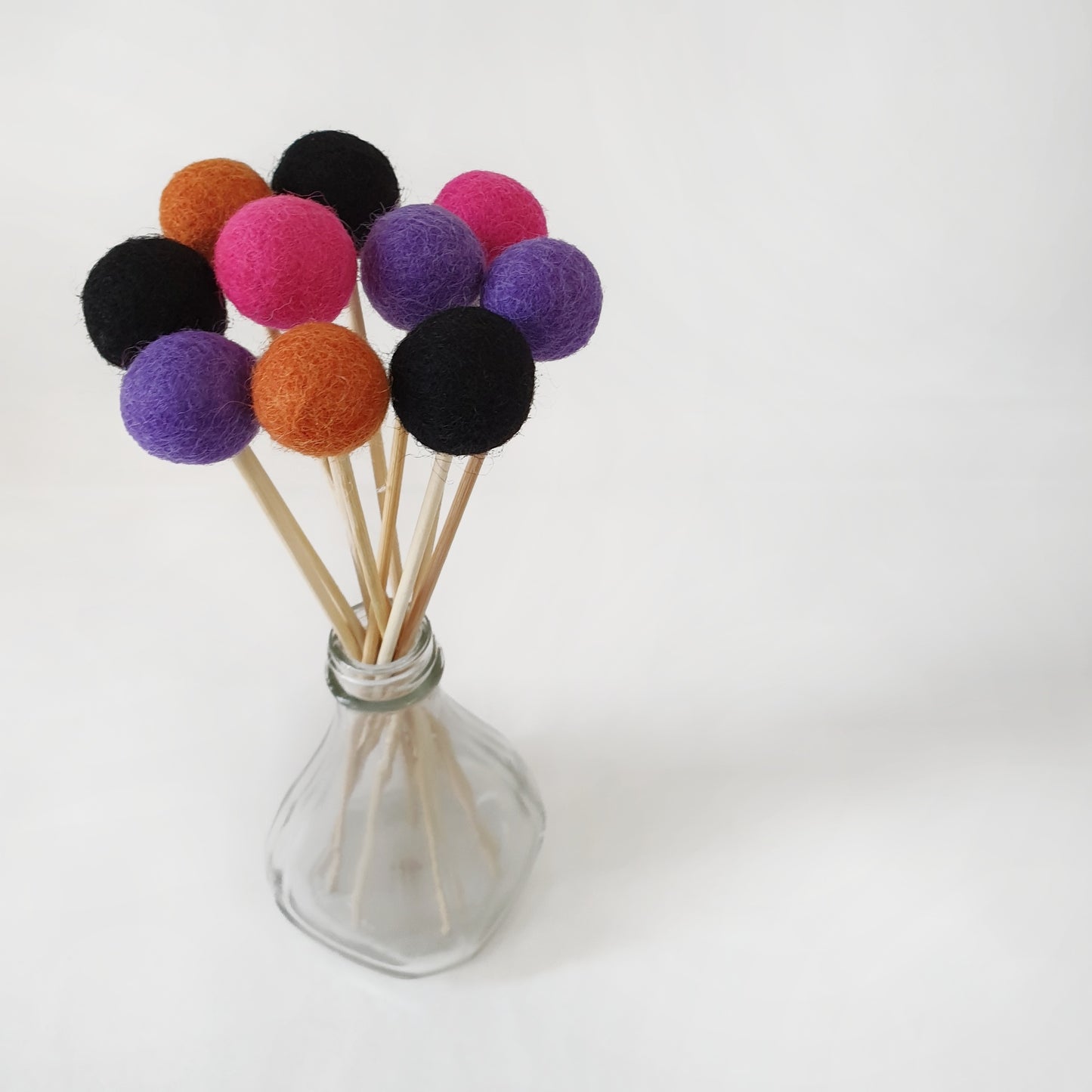 Hex Pom Pom Flowers, Felt Ball Bouquet Room Decor