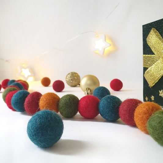 Mistletoe Pom Pom Garland - Felt Ball Nursery Decor