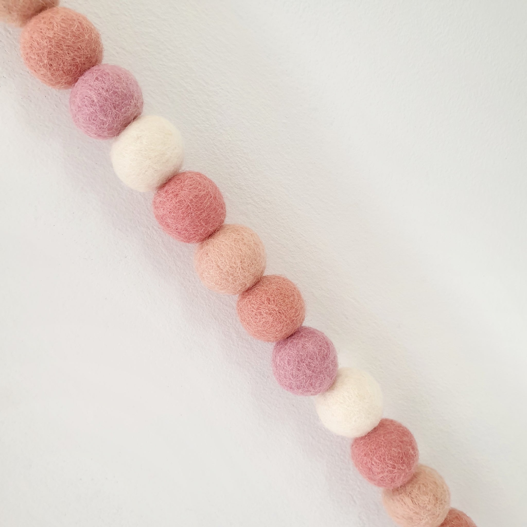 Spring Easter Pom Pom Garland- 100% Wool Felt, Pink Aqua Yellow