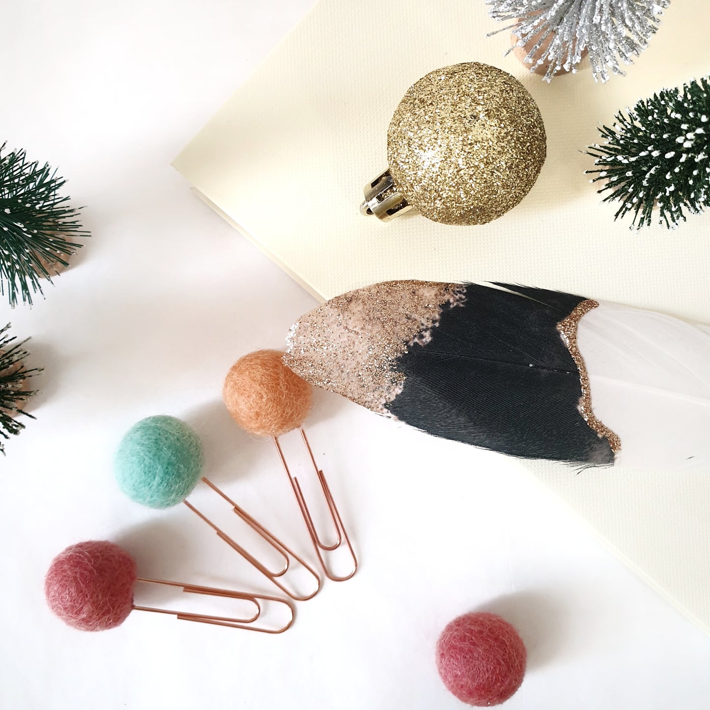 Wonderland Pom Pom Paperclips - Felt Ball Stationary Bookmarks