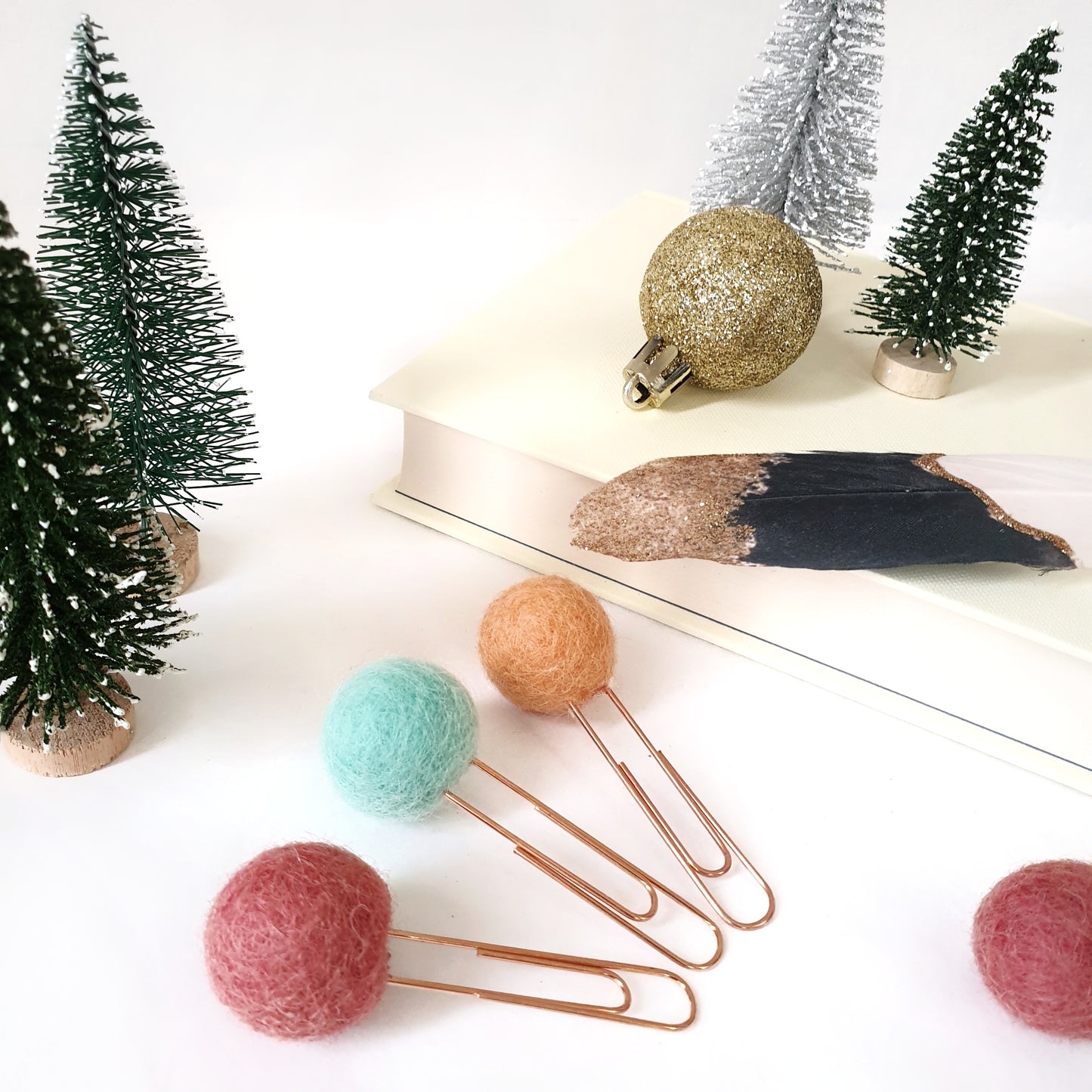 Wonderland Pom Pom Paperclips - Felt Ball Stationary Bookmarks